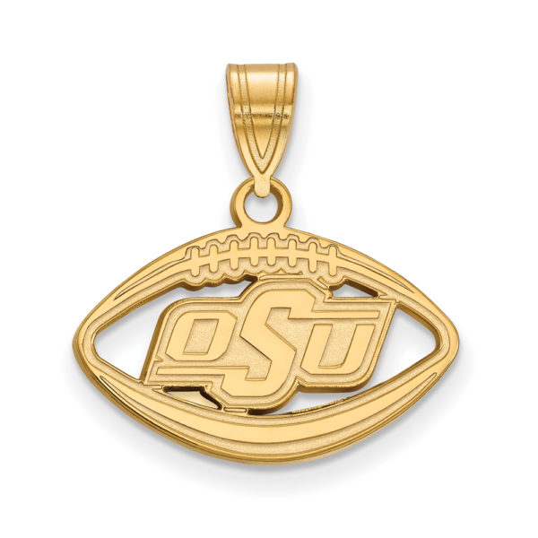 14k Gold Plated Silver Oklahoma State Football Pendant