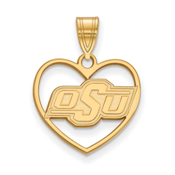 14k Gold Plated Silver Oklahoma State Heart Pendant