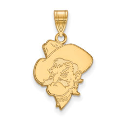 14k Gold Plated Silver Oklahoma State Large Mascot Pendant