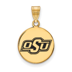 14k Gold Plated Silver Oklahoma State Medium Enamel Disc Pendant