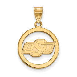 14k Gold Plated Silver Oklahoma State Small Circle Pendant