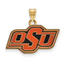 14k Gold Plated Silver Oklahoma State Small Enamel Pendant