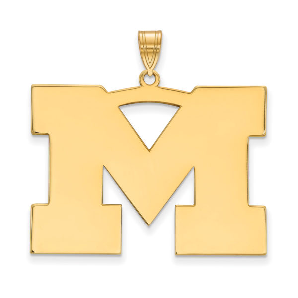 14k Gold Plated Silver U. of Michigan XL Initial M Pendant