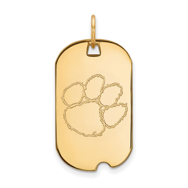 10k Yellow Gold Clemson U Dog Tag Pendant