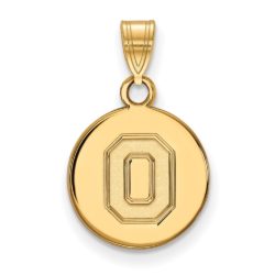 10k Yellow Gold Ohio State Small Disc Pendant