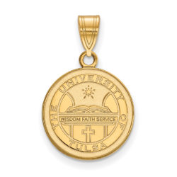 14k Gold Plated Silver The U. of Tulsa Medium Crest Disc Pendant