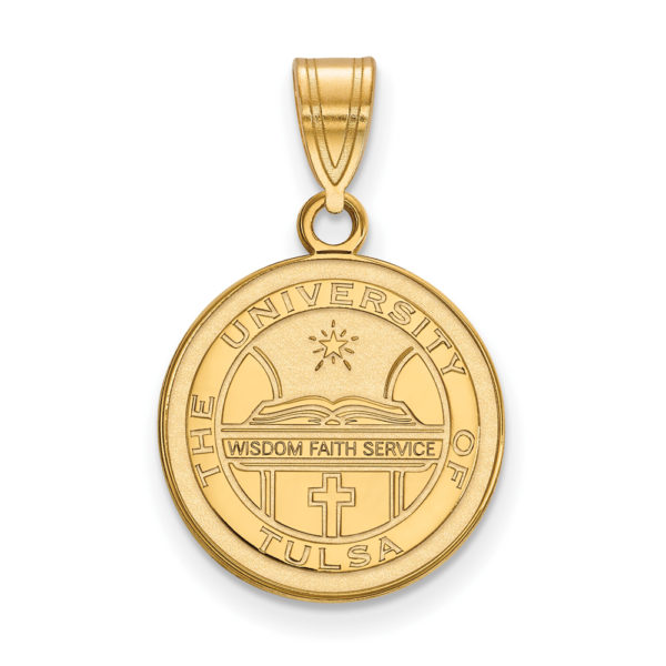 14k Gold Plated Silver The U. of Tulsa Medium Crest Disc Pendant