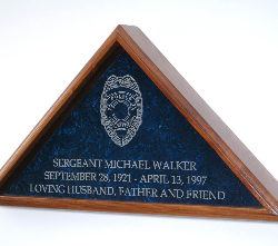 Large Flag Display Case With Engraved Law Enforcement Emblem