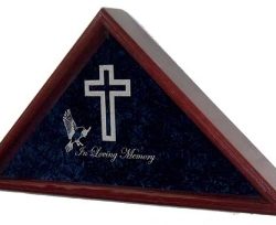 Large Flag Display Case With Engraved Symbols Of Faith