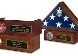 Veteran Flag Case and Pedestal With Medallion