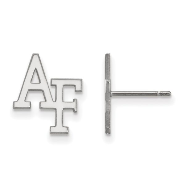 10k White Gold Air Force Academy Post Earrings