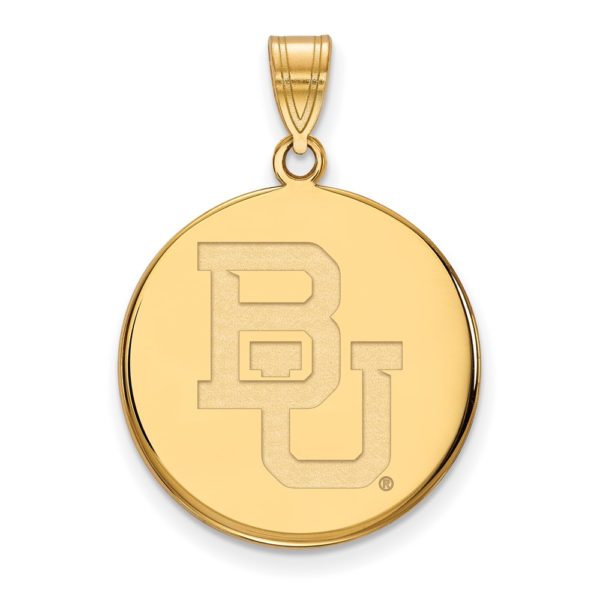 10k Yellow Gold Baylor U Large 'BU' Disc Pendant