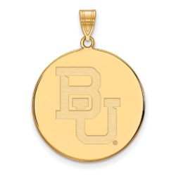 10k Yellow Gold Baylor U XL 'BU' Disc Pendant