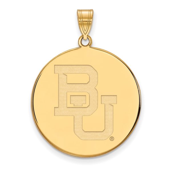 10k Yellow Gold Baylor U XL 'BU' Disc Pendant