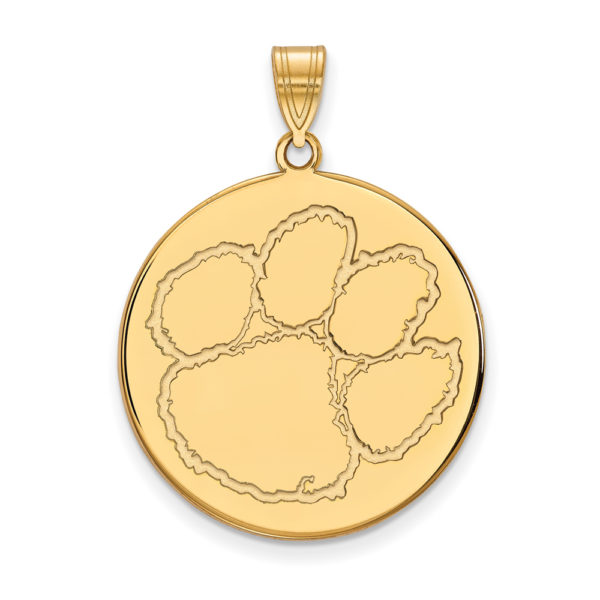 10k Yellow Gold Clemson U XL Disc Pendant