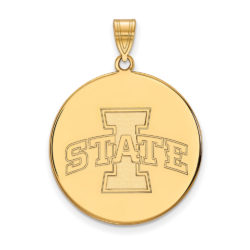 10k Yellow Gold Iowa State XL Disc Pendant