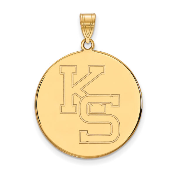 10k Yellow Gold Kansas State XL Disc Pendant