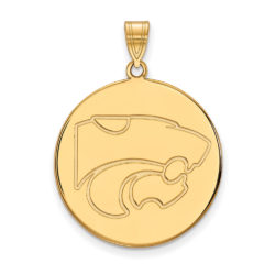 10k Yellow Gold Kansas State XL Mascot Disc Pendant