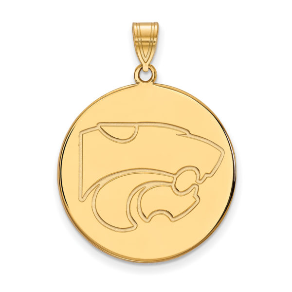 10k Yellow Gold Kansas State XL Mascot Disc Pendant