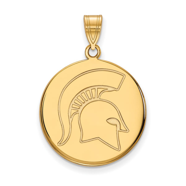 10k Yellow Gold Michigan State Large Logo Disc Pendant