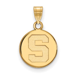 10k Yellow Gold Michigan State Small Initial S Disc Pendant