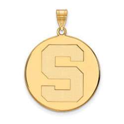 10k Yellow Gold Michigan State XL Initial S Disc Pendant