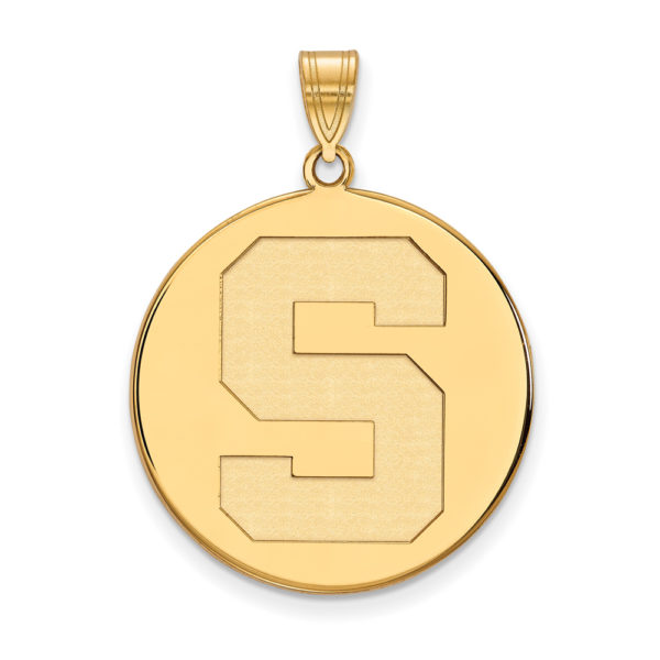 10k Yellow Gold Michigan State XL Initial S Disc Pendant