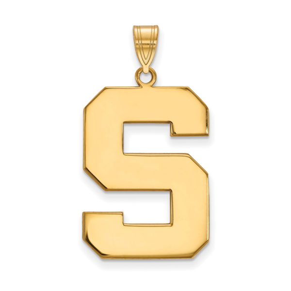 10k Yellow Gold Michigan State XL Initial S Pendant