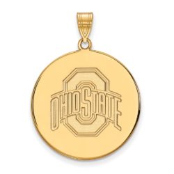 10k Yellow Gold Ohio State XL Logo Disc Pendant