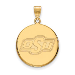 10k Yellow Gold Oklahoma State Large Disc Pendant