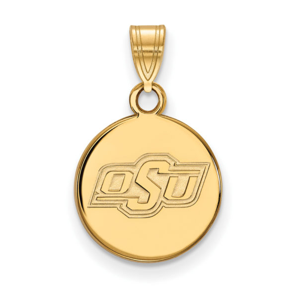 10k Yellow Gold Oklahoma State Small Disc Pendant