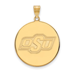 10k Yellow Gold Oklahoma State XL Disc Pendant