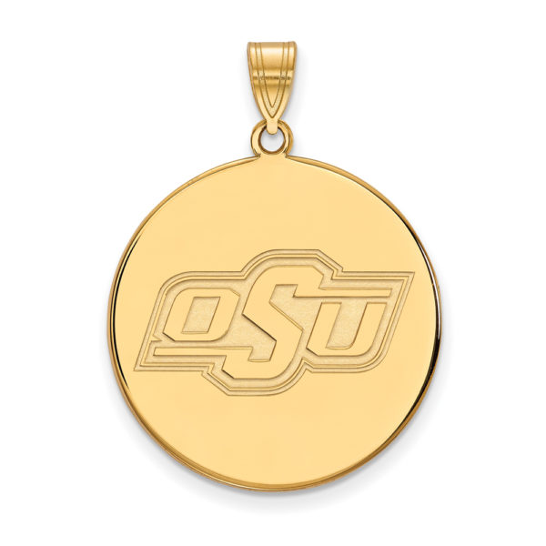 10k Yellow Gold Oklahoma State XL Disc Pendant