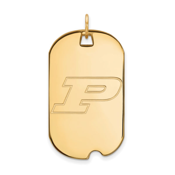 10k Yellow Gold Purdue Large Initial P Dog Tag Pendant