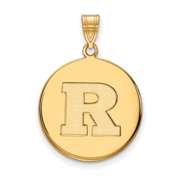 10k Yellow Gold Rutgers Large Initial R Disc Pendant