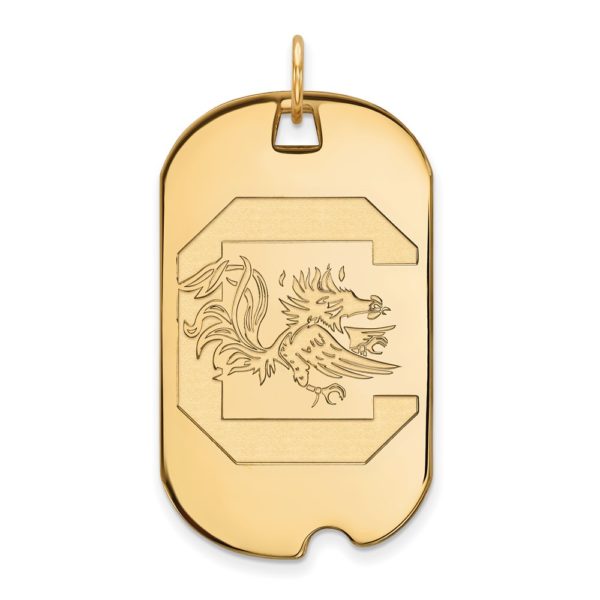 10k Yellow Gold South Carolina Large Dog Tag Pendant