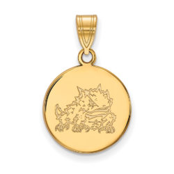 10k Yellow Gold Texas Christian U. Medium Disc Pendant