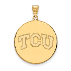 10k Yellow Gold Texas Christian U. XL 'TCU' Disc Pendant