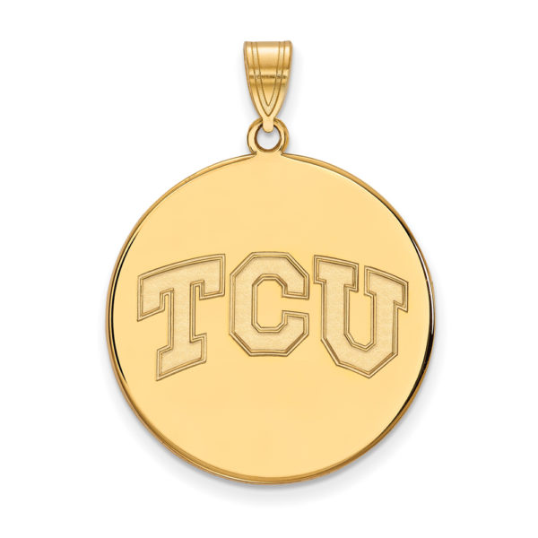 10k Yellow Gold Texas Christian U. XL 'TCU' Disc Pendant