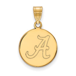 10k Yellow Gold U. of Alabama Medium Initial A Disc Pendant