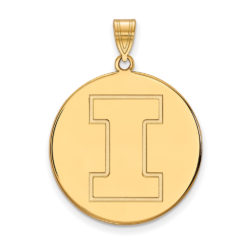 10k Yellow Gold U. of Illinois XL Initial I Disc Pendant