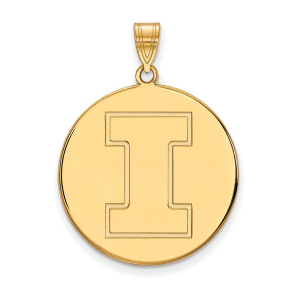 10k Yellow Gold U. of Illinois XL Initial I Disc Pendant