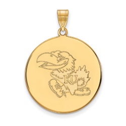 10k Yellow Gold U. of Kansas XL Disc Pendant