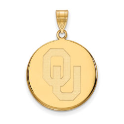 10k Yellow Gold U. of Oklahoma Large 'OU' Disc Pendant