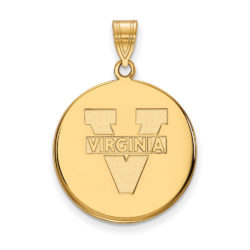 10k Yellow Gold U. of Virginia Large 'V' Logo Disc Pendant