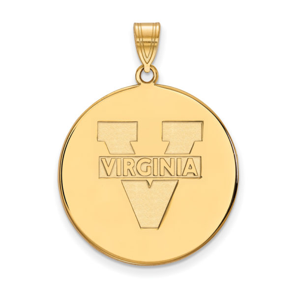 10k Yellow Gold U. of Virginia XL 'V' Logo Disc Pendant