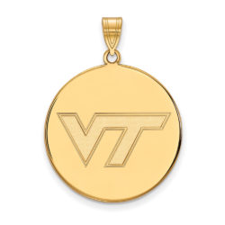 10k Yellow Gold Virginia Tech XL Logo Disc Pendant