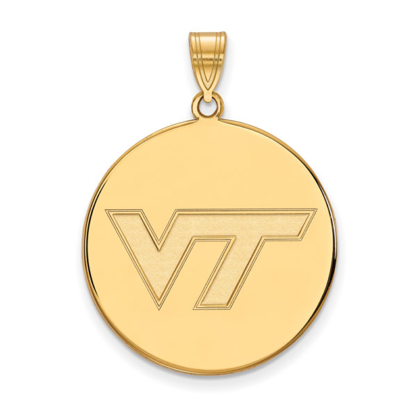 10k Yellow Gold Virginia Tech XL Logo Disc Pendant