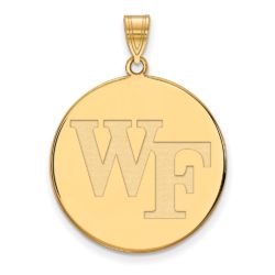 10k Yellow Gold Wake Forest U. XL 'WF' Disc Pendant