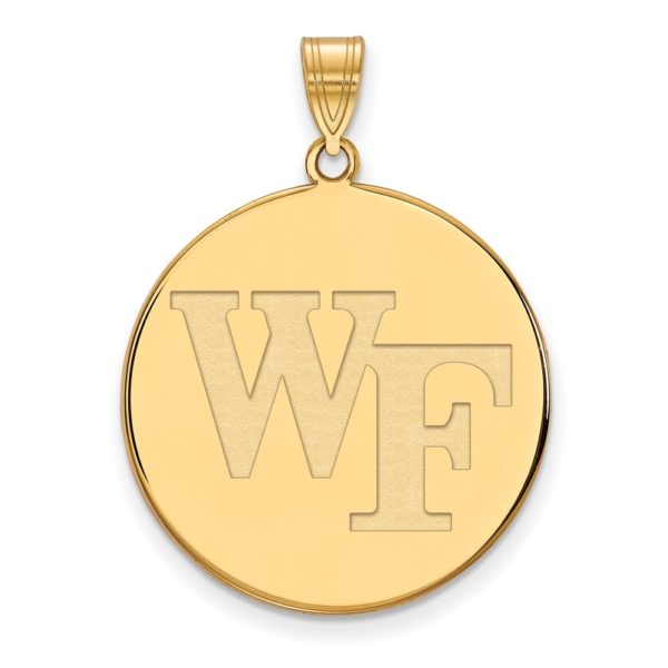 10k Yellow Gold Wake Forest U. XL 'WF' Disc Pendant